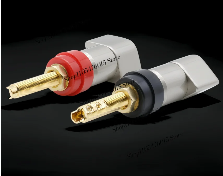 For EIZZ 24K Gold Plated Tellurium Copper Speaker AMP Binding Post Terminal Female Banana Jack Connector Screw Lock Hifi Audio