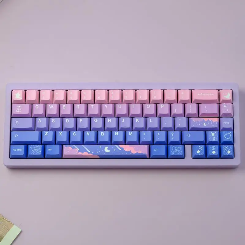 136 Keys Star Moon Gradient Keycaps Cherry Profile PBT Dye Sublimation Mechanical Keyboard Keycap For MX Switch GK61/64/75