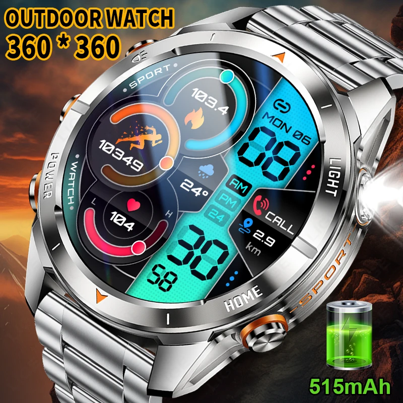 

LIGE New Outdoor Sports Smart Watch Men 1.46" HD Screen LED Flashlight 515mAh Battery 3ATM Waterproof Bluetooth Call Smartwatch