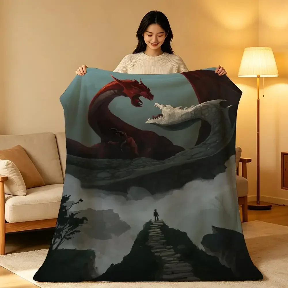 Art R-Red F-Fox D-Dragon E-Elephant Throw hot High-Density Short Plush Blanket Soft Skin-Friendly for Sofa Nap Air-Conditioned