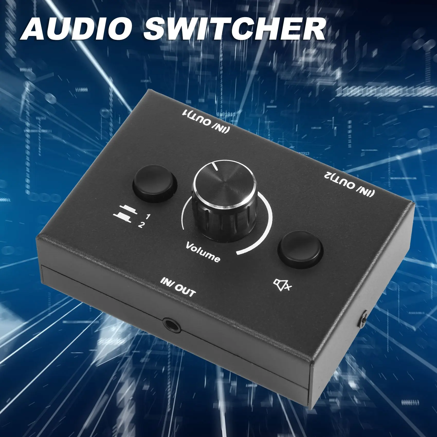 3.5mm Audio Switcher, 2 Input 1 Output/1 Input 2 Output Audio Splitter Switcher, Audio Switcher Box, One-Key Mute Button