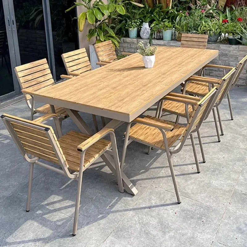 for Outdoor Anti-corrosive Plastic Wood Chairs Milk Tea Shop Coffee Shop Outer Swing Chairs Restaurant Outdoor Leisure Tables