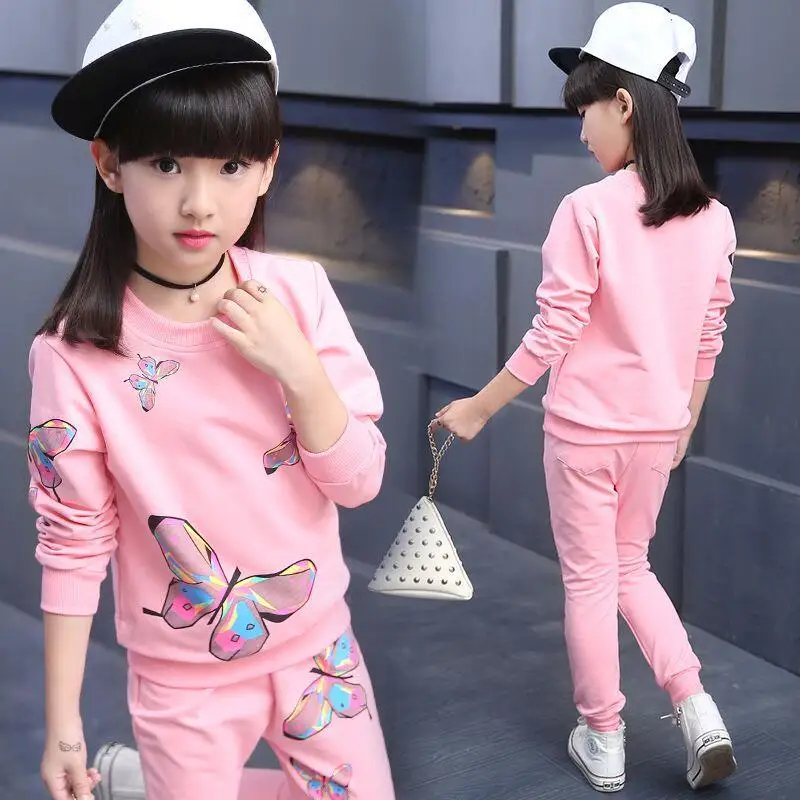 Children Sets New Spring and Autumn Kids Underwear O-Collar Warm Suit Casual Fashion Clothes Baby Girls 2 8 9 10 11 12 Years Old