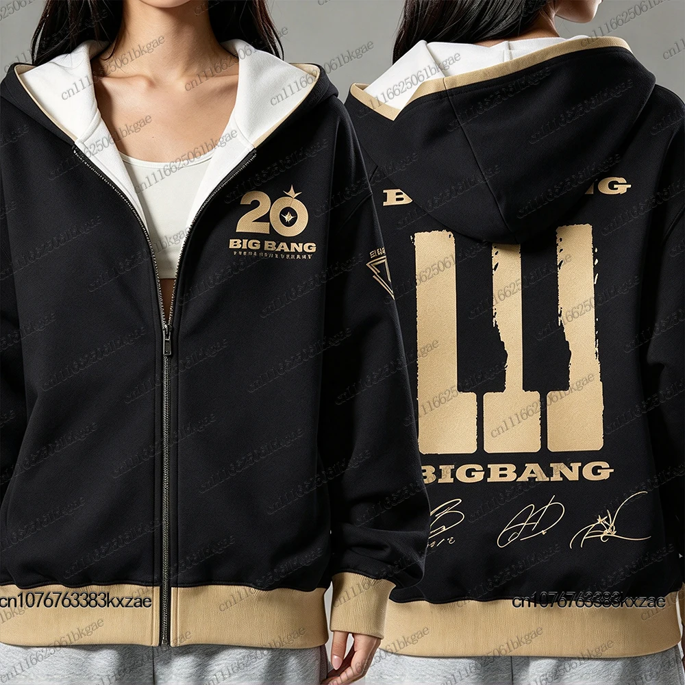 BIGBANG 20th Anniversary Zipper Hoodies For Women Casual Long Sleeve Sweatshirts Fans' Peripheral Gifts Y2K Couple Loose Coats