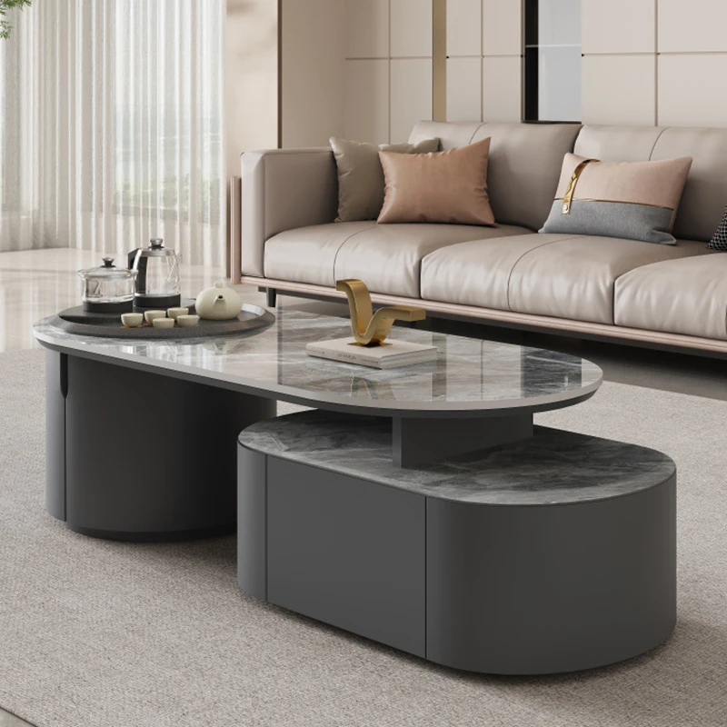 Modern Luxury Tea Table Rock Plank Living Room Household Table Small Scalable Multi Functional Making Home Luxury Furniture