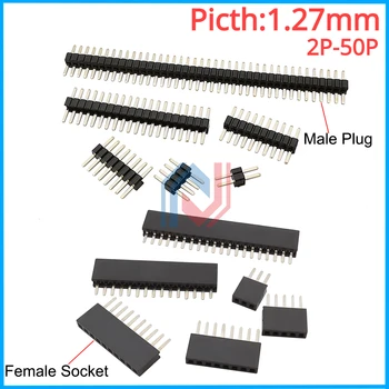 10 pz/lotto 1.27mm singola fila maschio femmina spina presa Breakaway PCB Board Pin Header connettore 1.27mm Strip Pinheader 2P-50Pin