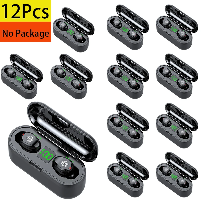 

12Pcs F9 led touch earphones mini BT earbud wireless tws 5.0 TWS In-ear Headphones