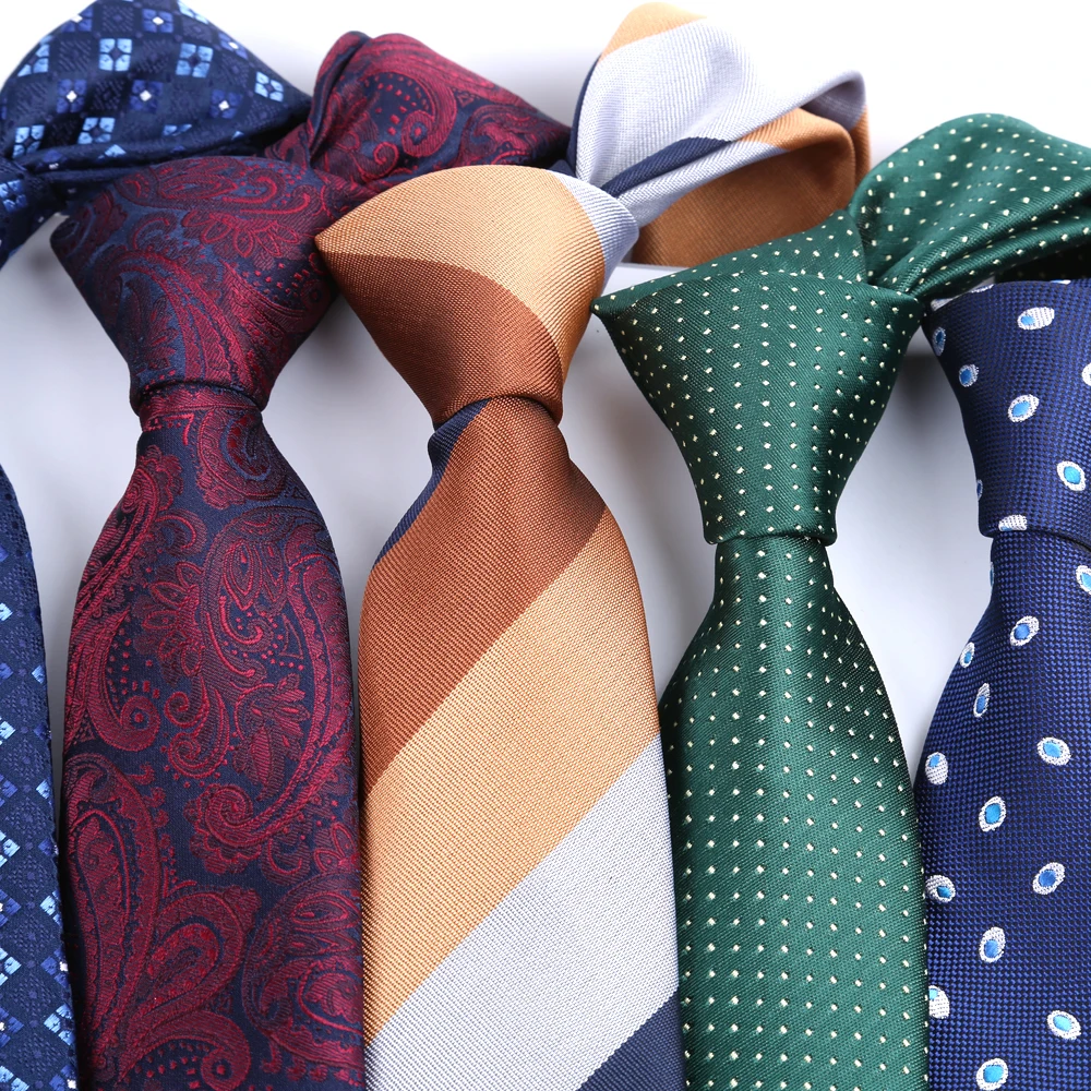 Fashion Slim 6CM Mens Necktie Polyester Ties For Man Striped Dots Cartoon Jacquard Cravat Business Party Corbatas 2023