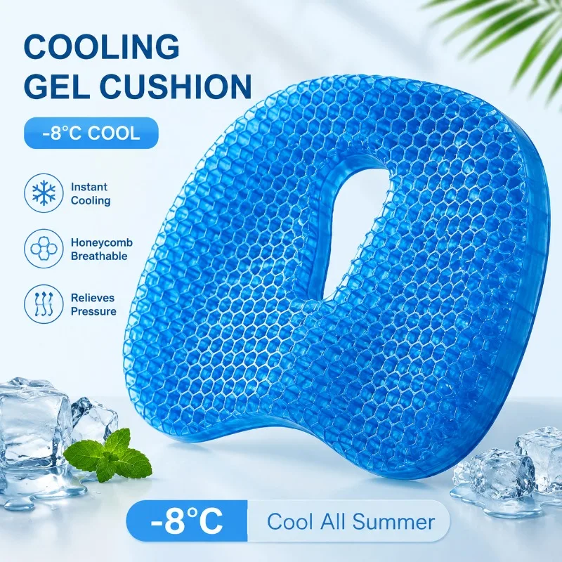 Breathable Honeycomb Silicone Seat Cushion for Office, Commuting, and Home – Gel-Infused, Cooling, Thickened Ergonomic Chair Pa