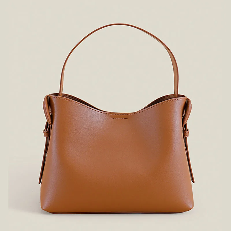 

Сумка-тоут из натуральной кожи, новинка 2024, большая вместительная высококачественная сумка через плечо на одно плечо, модная женская сумка из воловьей кожи