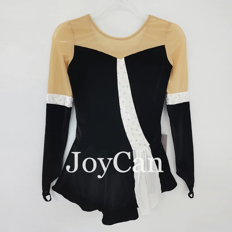 Joycan Eiskunstlauf Kleid Mädchen schwarz Samt Spandex dehnbare Wettbewerb Tanz kleidung angepasst
