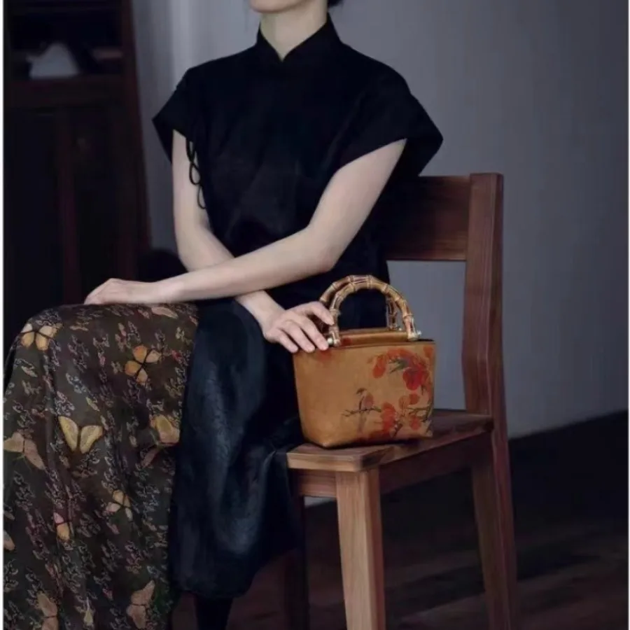 

New Chinese Niche Fashion Casual Design Bamboo Cheongsam Tote Women's Bag Generous Retro Elegant Premium Hanfu Bamboo Handbag