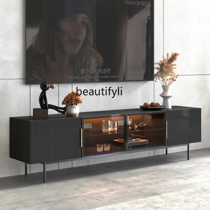 Italian Modern Entry Lux Style Living Room High Cabinet Glass Door Nordic TV Stand