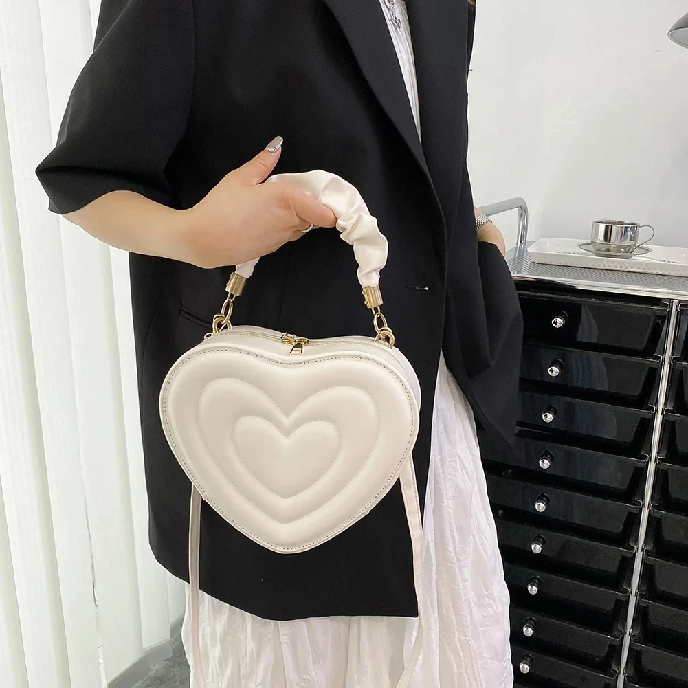 1Pcs Mode Liebe Herz Form Schulter Tasche Kleine Handtaschen Designer Umhängetaschen Für Frauen Solide Pu Leder Top Griff tasche – Detail 7
