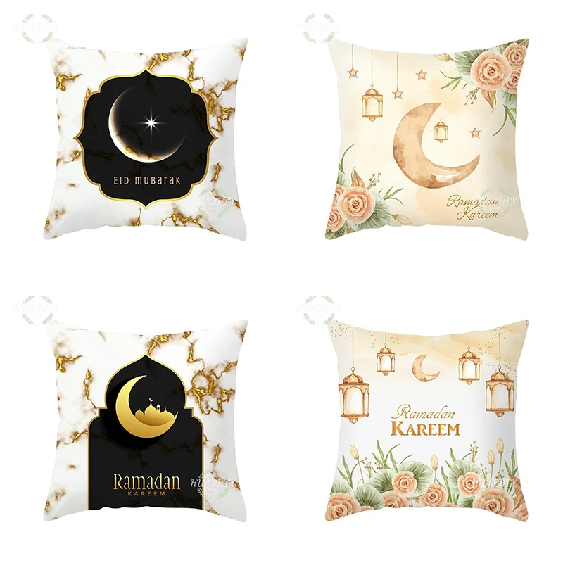 Ramadan Decoration Pillowcase Mosque Muslim Throw Pillow Family Sofa Bed decoration Eid Mubarak Islamic Cushion