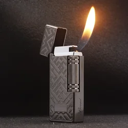 2024 BEOAD New Metal Butane Gas Open Flame Grinding Wheel Lighter Classic Portable Retro Print Side Spray Luxury High End Gift