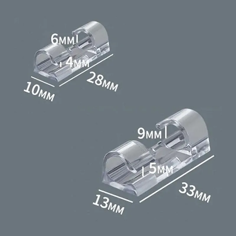 20Pcs Clear Self Adhesive Cable Clips Organizer Universal Cord Holder for USB Charging Data Line Desktop Management Bobbin Winde