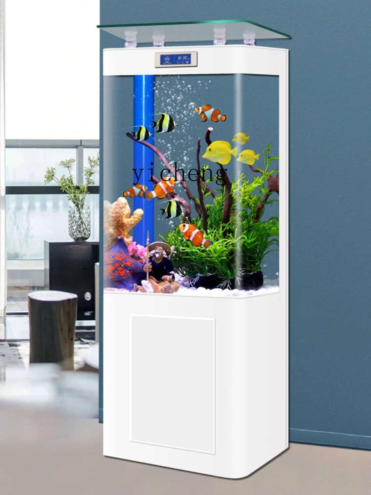 ZC Living Room Office Small and Medium-Sized Bottom Filter Ecological Glass Fish Globe Lazy People Free Change Aquarium