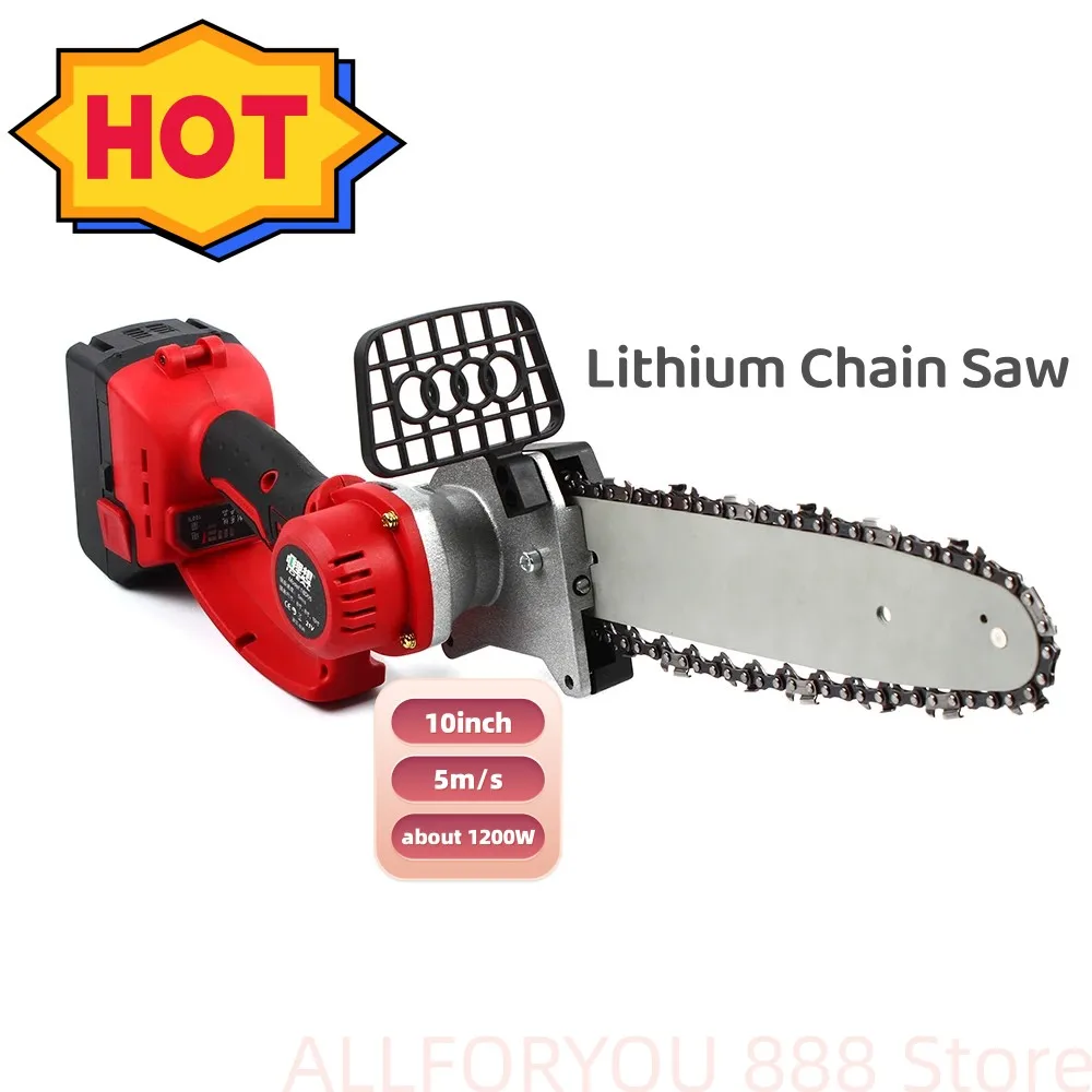 10 Inch Cordless Chainsaw Lithium Electric Chain Saw  Rechargeable Outdoor Wireless Logging Saw Tree Branch Trimming Tool