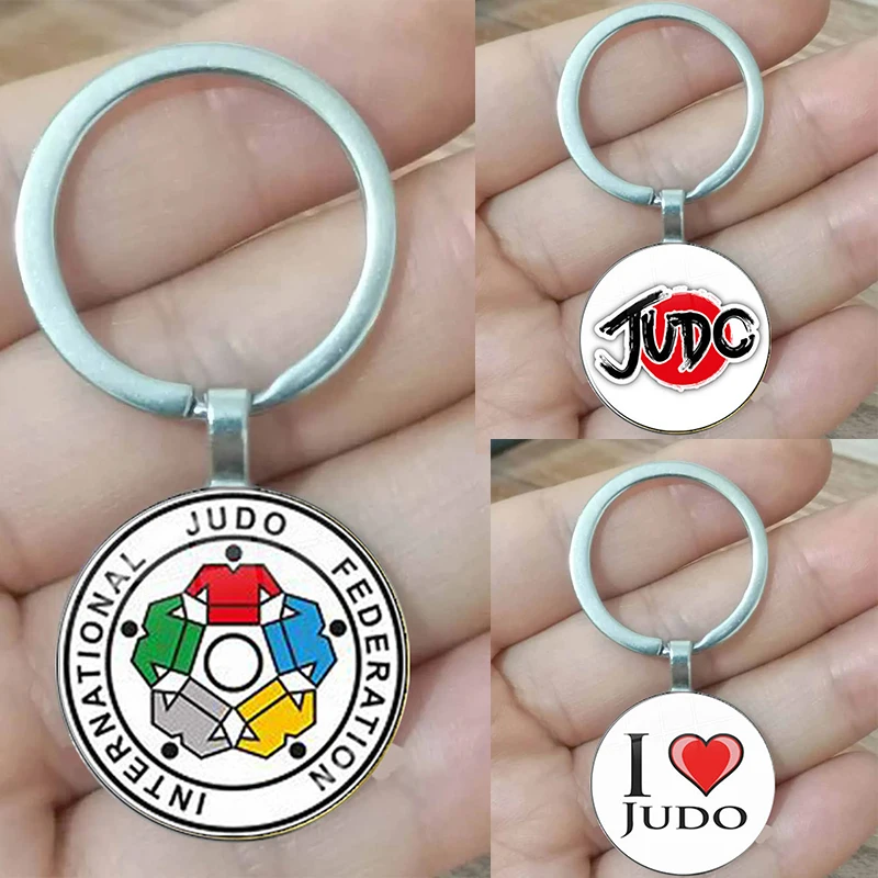 Hot Sale Trendy Sports I Love Judo Keychain Women Men\'S Favorite Judo Karate Jewelry High Quality Diy Photo Glass Key Ring