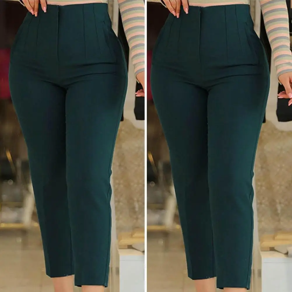 

Women Trousers High Waist Colorfast Solid Color Straight Leg Business Trousers Anti-Shrink Office Pants Female Clothing