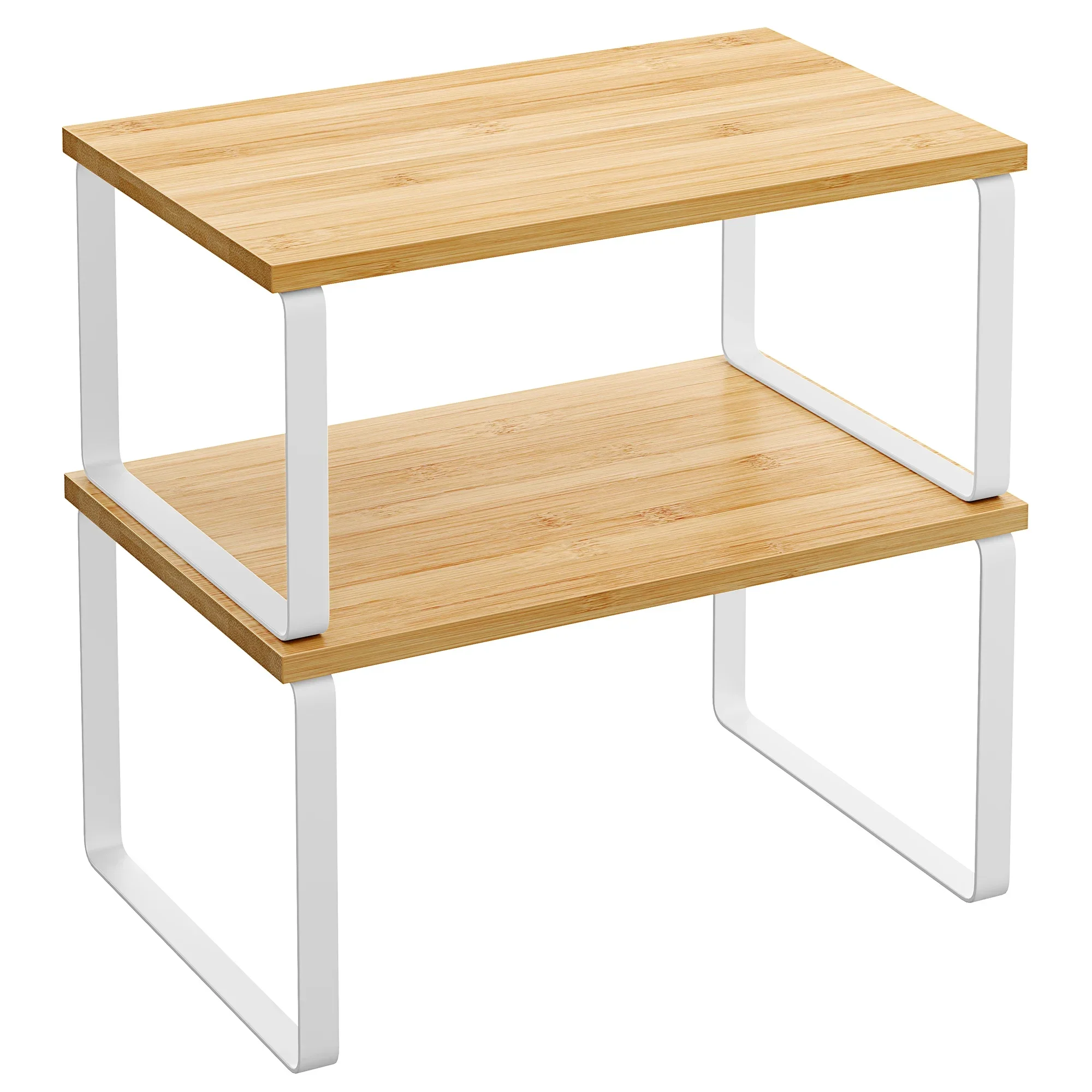 Spice Rack, Set of 2, Cabinet Organizer, Extendable Kitchen Storage Rack, Engineering Metal and Wood Spice Maker