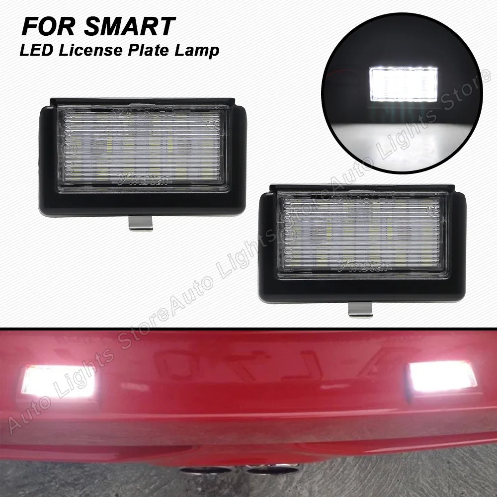 2PCS For Smart Roadster 452 2003 2004 2005 2006 LED License Number Plate Lights No Error OEM NO.A4528200056 Plug&Play