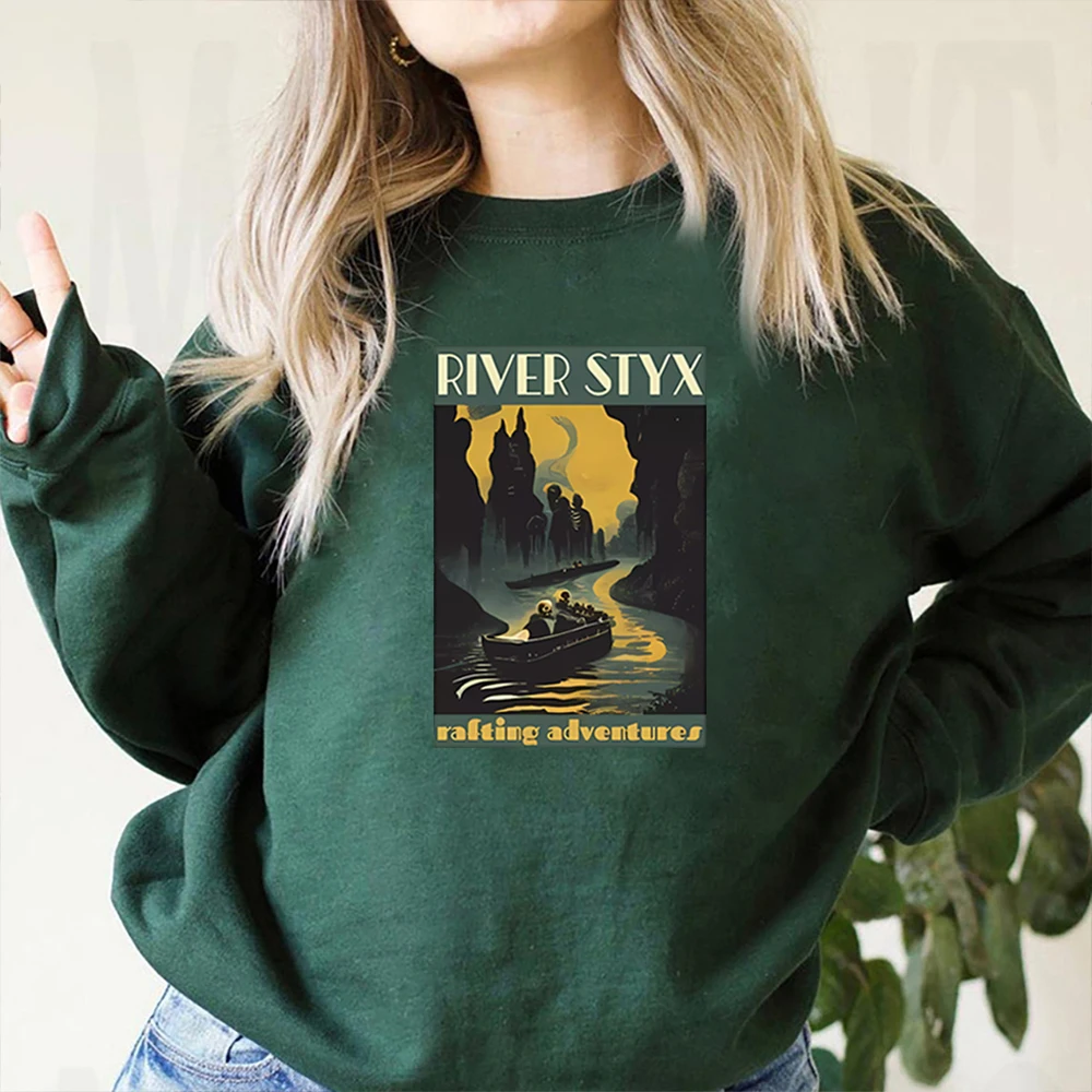 2025 River LOTR Rafting Adventures sudadera mitología griega Sudadera con capucha Dark Academia suéter literario libro cuello redondo sudadera