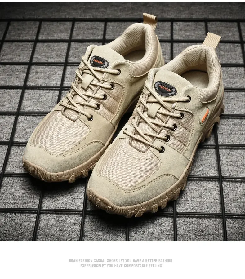 2023 New Men's Autumn Winter Mesh Leather Sneakers Soft Sole Non Slip Breathable Big Size Outdoor Hiking Shoes