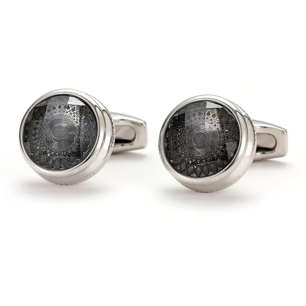 Circular retro exquisite patterned cufflinks Metal edging business cuff buckle Men's formal banquet dress shirt with cufflinks
