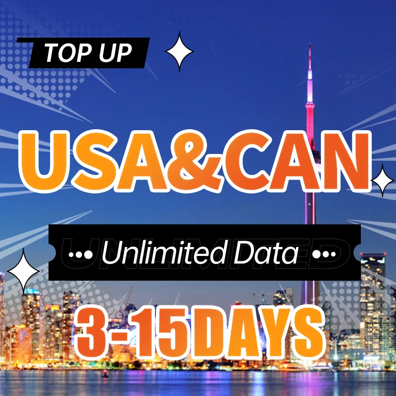 USA & Canada Prepaid 4G SIM card 3-15days travel unlimited data No registration required plug and play support esim