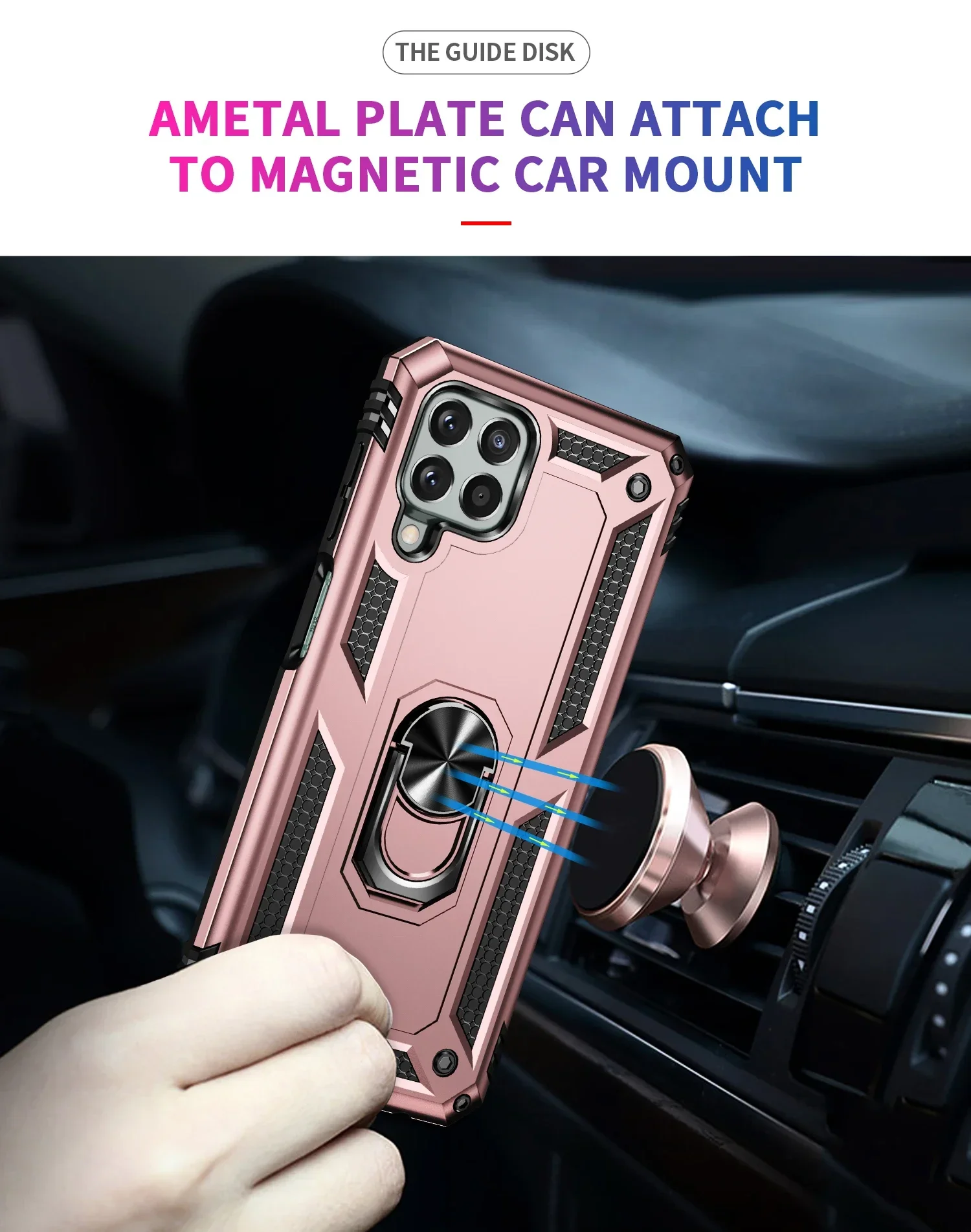 Back Cover for Samsung Galaxy M12 M23 M52 M53 M33 M13 5G Phone Case Shell Protector Armor Magnetic Car Holder Ring Cover Cases