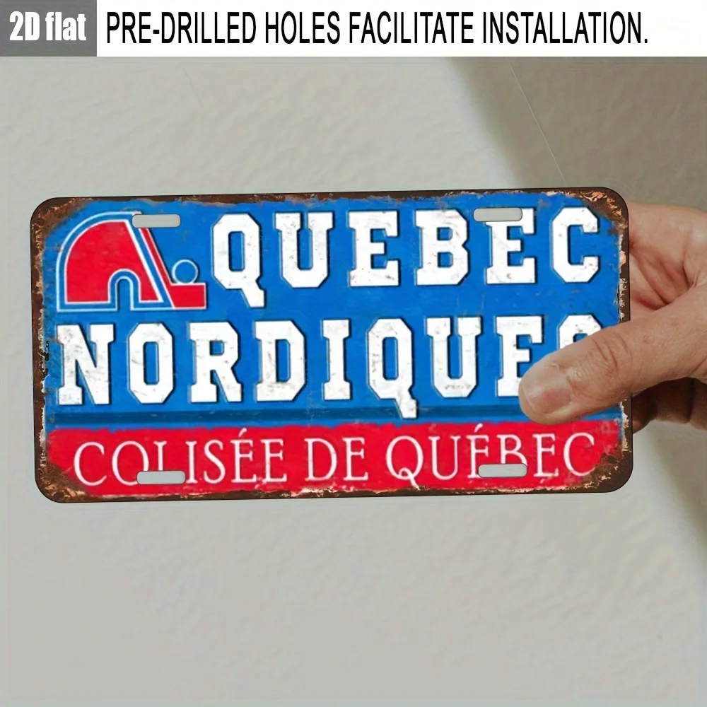 2D Quebec Nordiques Colisee De Quebec Vintage Metal License Plate Retro Distressed Metal Sign Bar Wall Decor Plaque