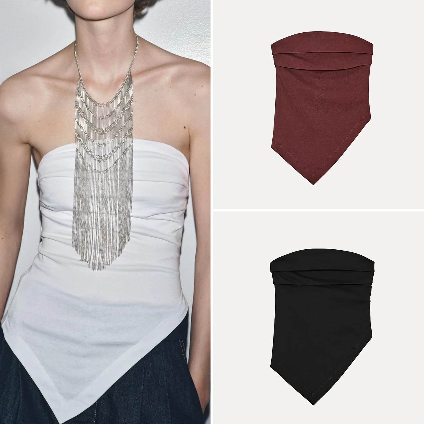 

Женский асимметричный топ-бюстье Faion, осенняя новинка 2025 года, бренд Z, облегающий, цельный, стандартной длины, цветной