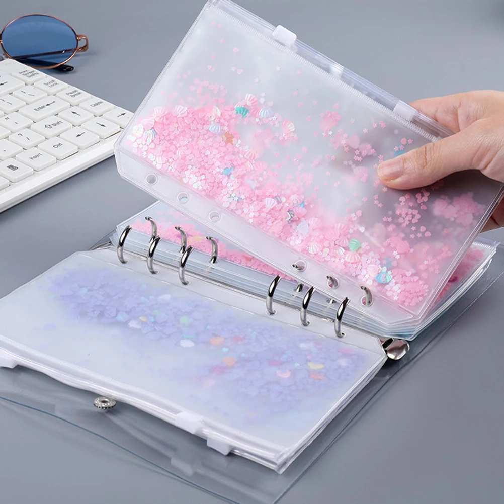 

3pcs PVC Clip Bag Binder Pouch Transparent Window Zipper Storage Organizer for Office School Business Cards Cables