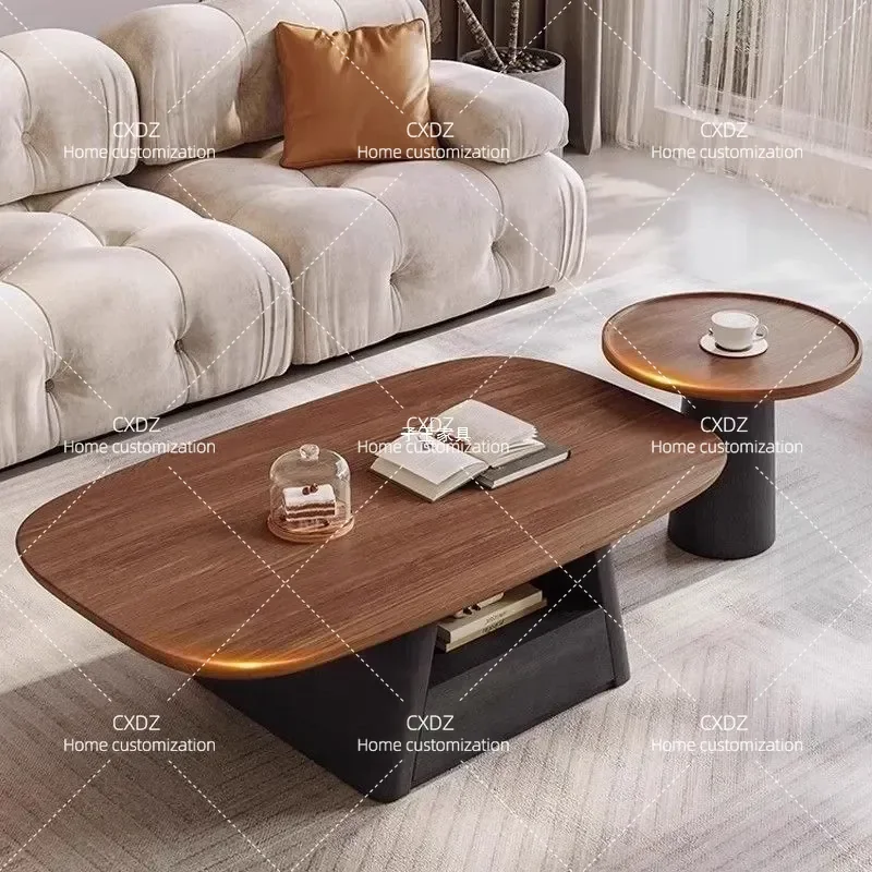 Retro Walnut Coffee Table Minimalist High End Tea Table for Living Room Small Apartment Home Furniture 2025 New Arrival