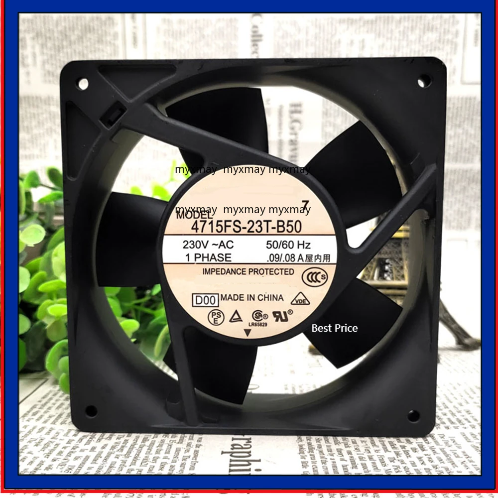 

Cooling Fan 4715FS-23T-B50 AC 230V 0.09/0.08A 12cm 12038 120x120x38mm