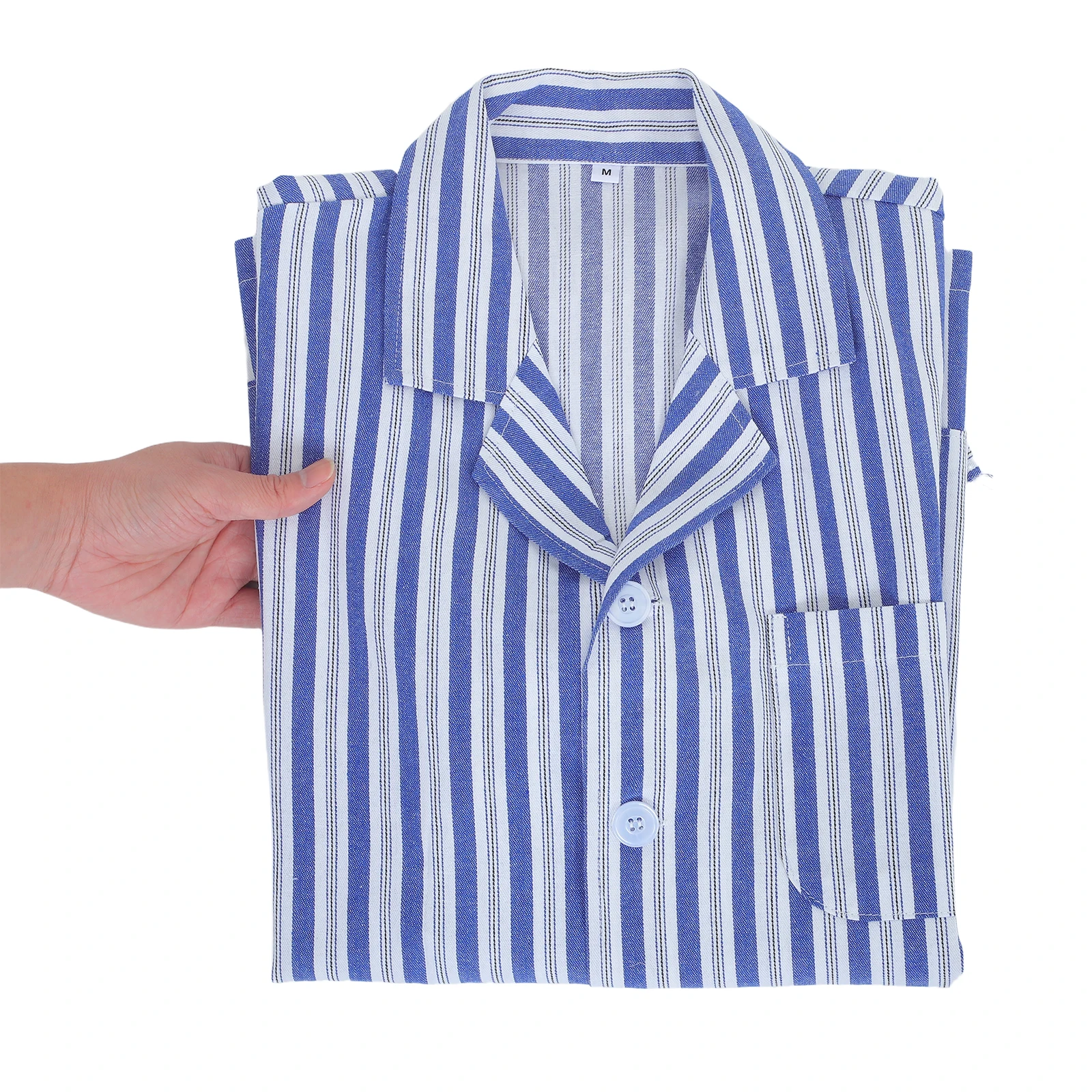 

1 Set Adult Patient Pajamas Cotton Comfortable Long Sleeve Hospital Clothes Blue White Stripe Size Xl Breathable Lightweight