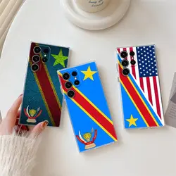 Democratic Republic Congo Flag Phone Case For Samsung S24 S23 Ultra S22 S20 Plus S21 FE Clear Cases Cover Galaxy S24Ultra Fundas