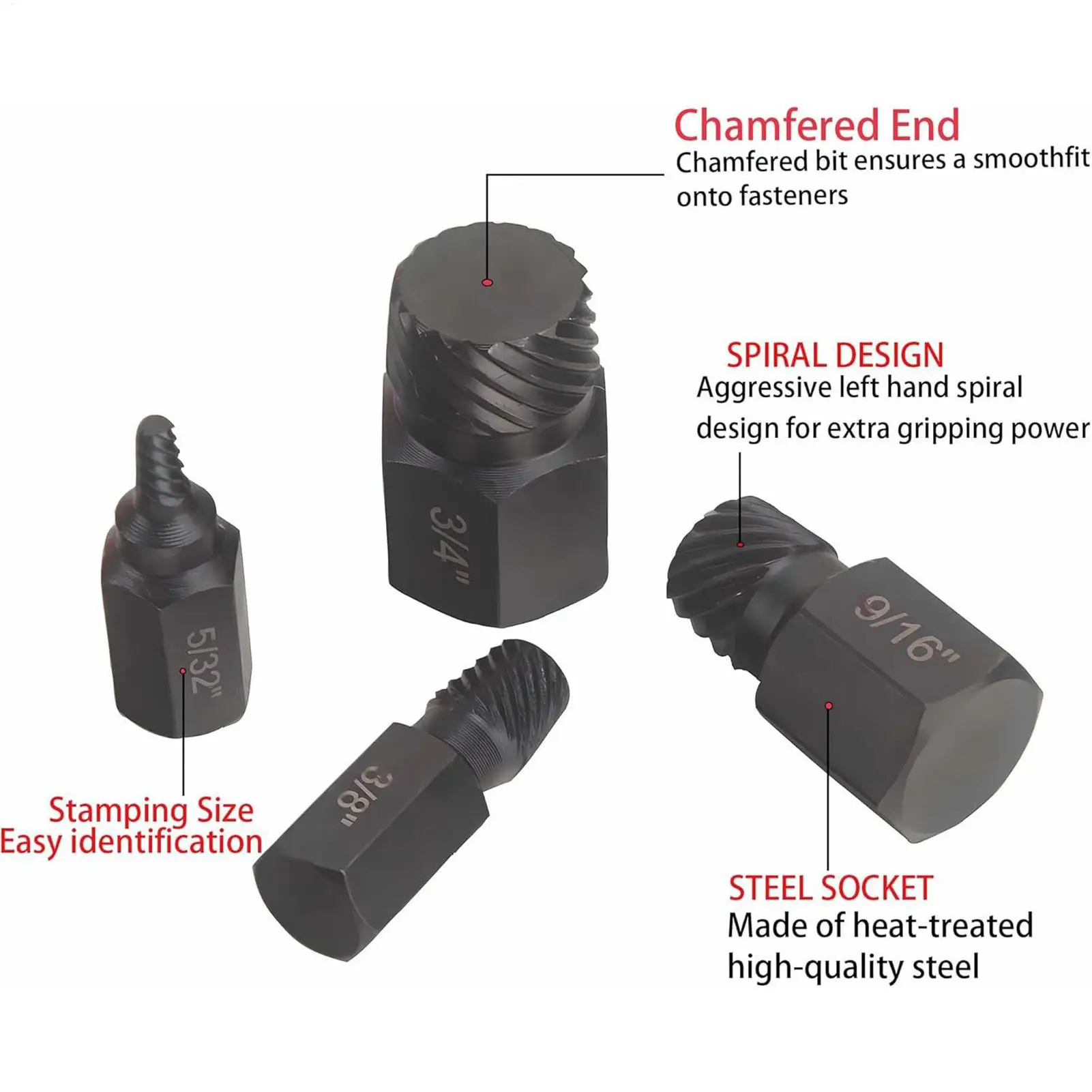 Bolt Extractor Hex Head Easy Out Repair Tools 25-Piece Bolt Extractor Socket Set For Damaged Stripped Broken Screws Studs Nut