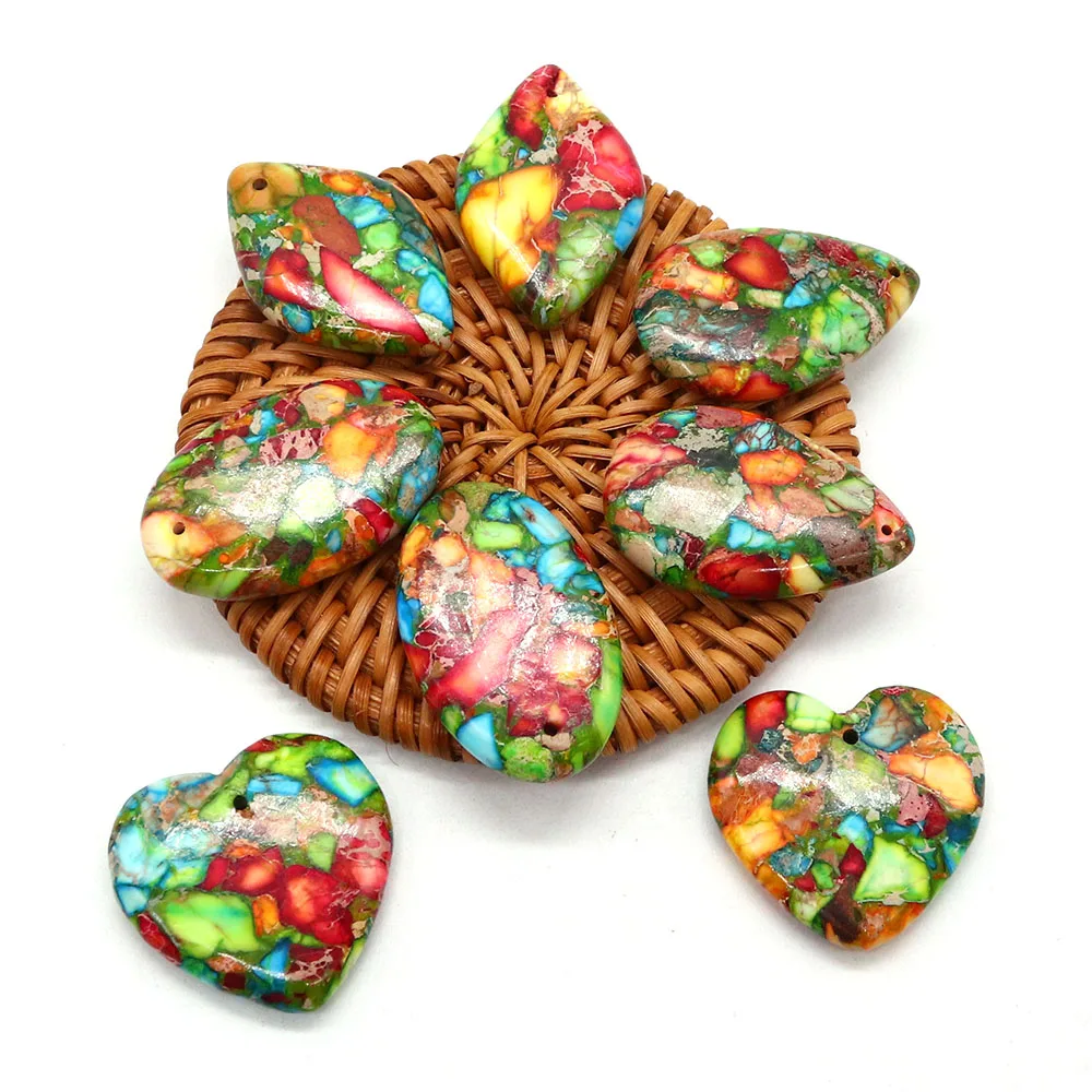 30x30mm Heart Shape Emperor Stone Pendants Rhombus Water Drop DIY Materials for Necklace Women DIY Jewelry Making Accessories