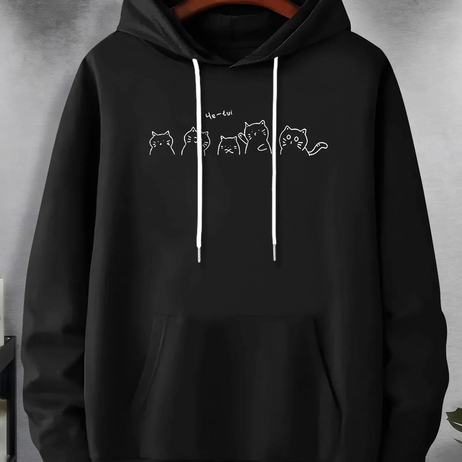 Men'S Oversized Baggy Hoodies Retro American Creative Graphic Printed Street Style Hooded Sweatshirts