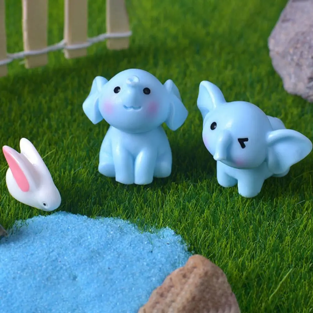 Funny Cute Elephant Ornaments Cartoon DIY Resin Animal Model 3D Elephant Micro Landscape Ornaments