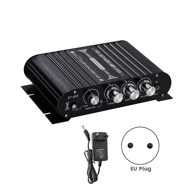 ST-838 Mini Hifi 2.1 Channel Stereo Bass Amp Bass และ Treble ปรับเครื่องขยายเสียงรถบ้าน Amp