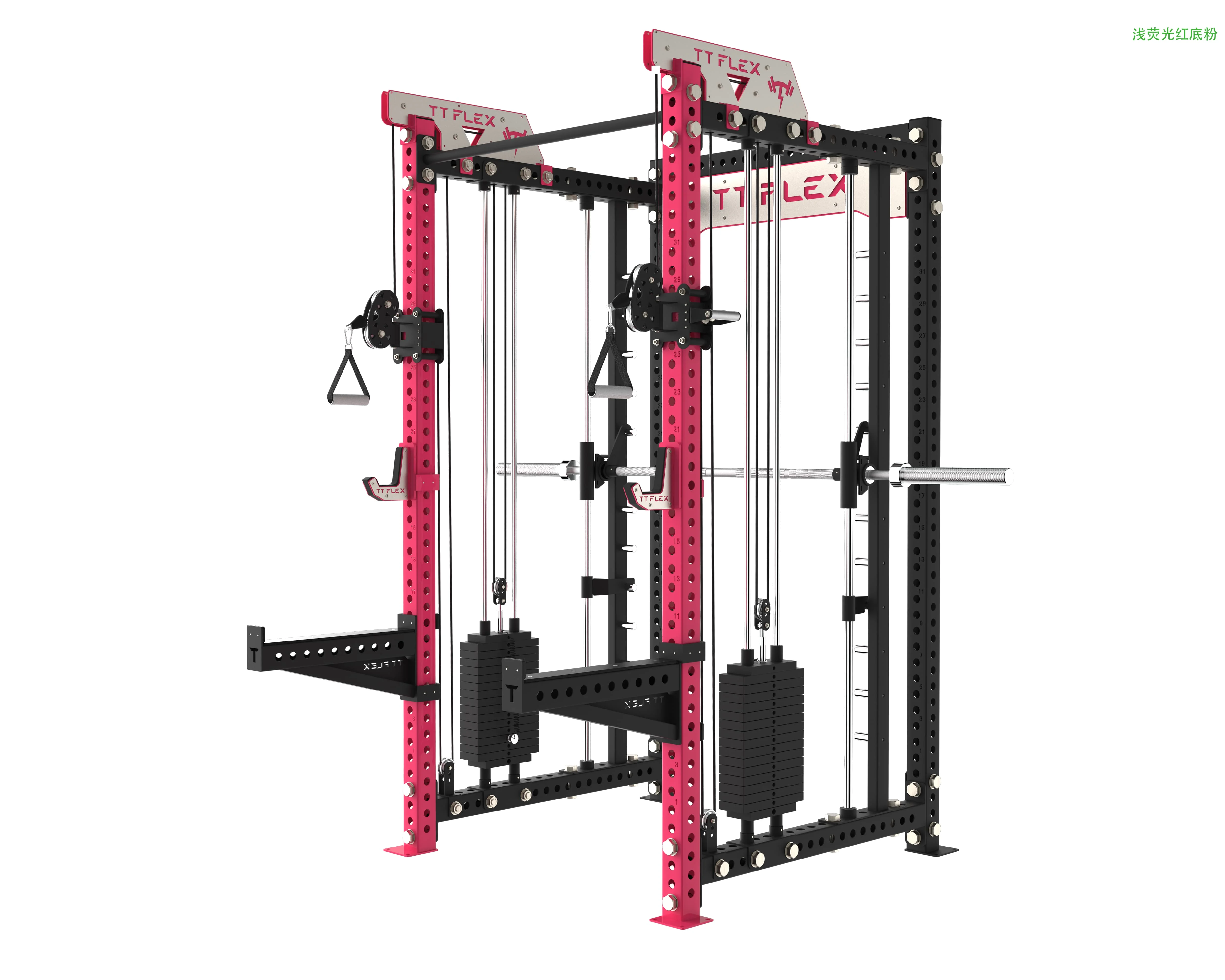 TTFlex Series 3-in-1 Home Use Gym Equipment High Quality Smith Machine Power Rack 170lbs Weight Stack for Leg Chest Training