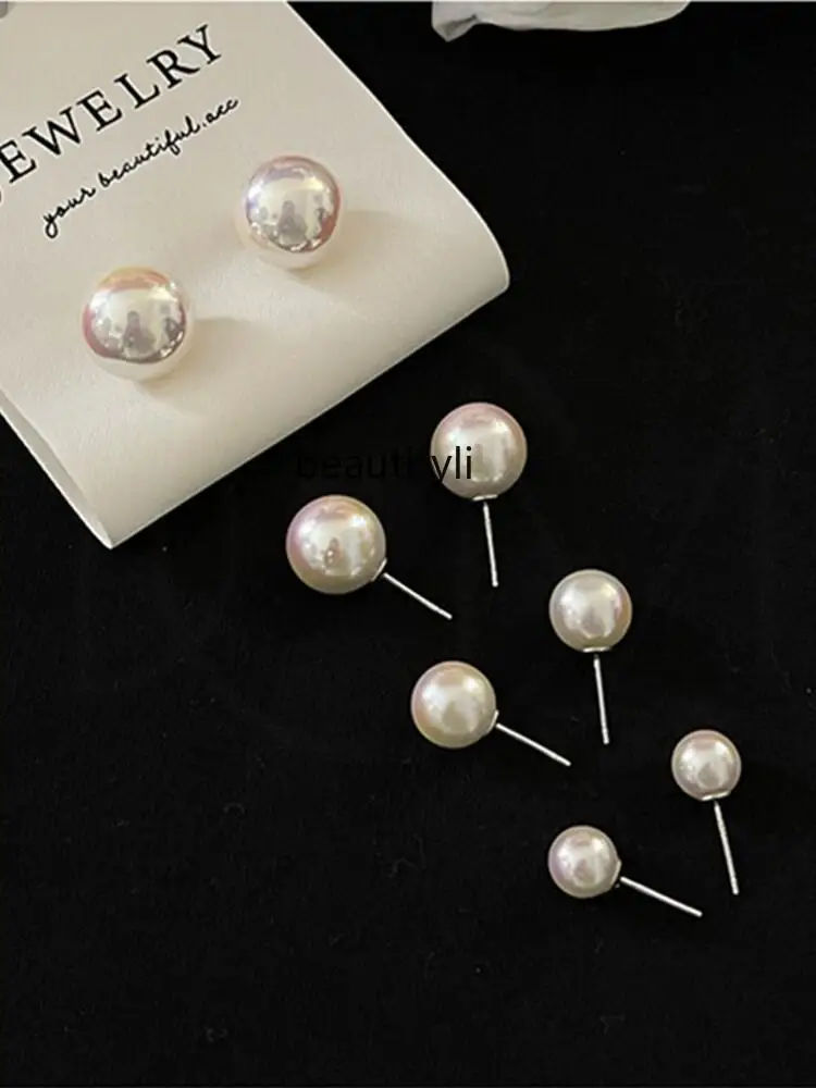 

Simple 925 Sterling Silver Pink Pearl Stud Earrings Premium Earrings