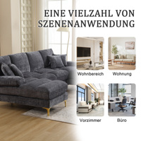 Modern large Chenille U-shaped cross-section sofa, soft sofa, double lounge chairs, living room, bedroom and office