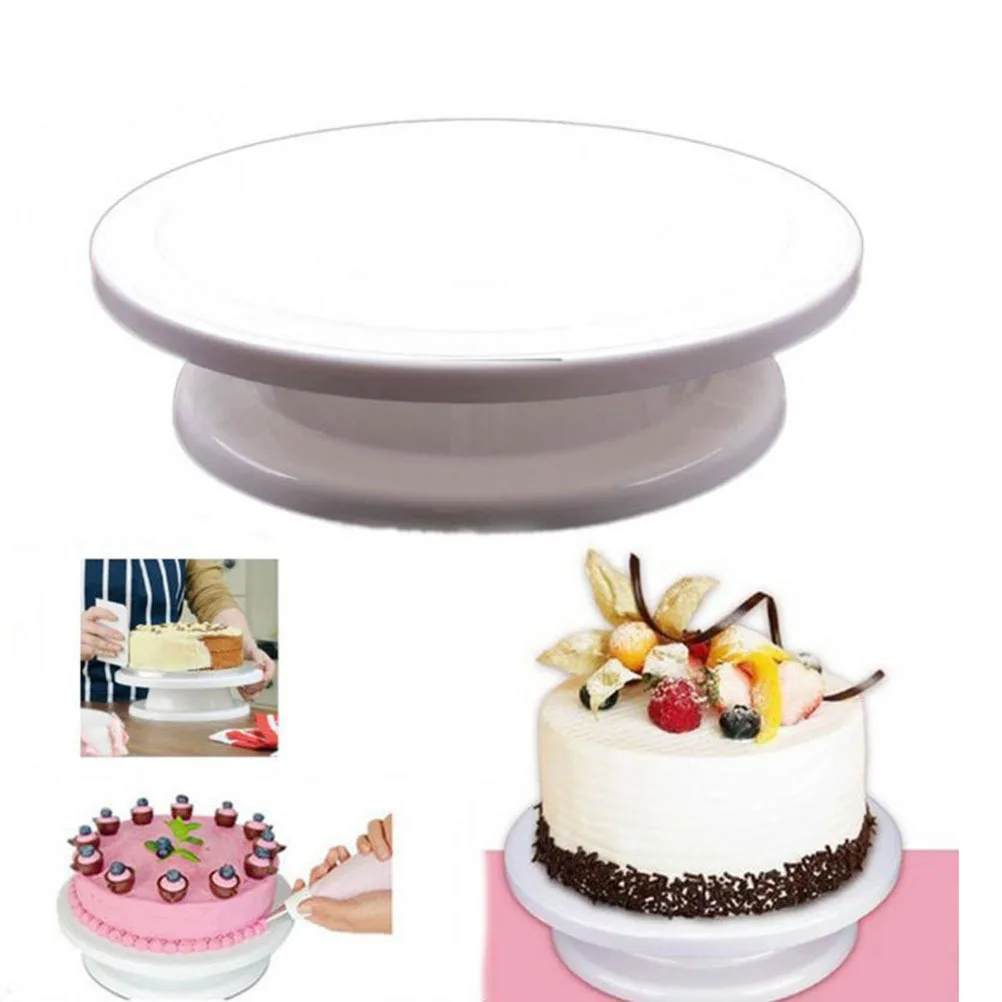

Cake Stand Round Plastic Base Silver Grease-Resistant Food-Safe Decorative Turntable for Professional Home Baking and Decorating