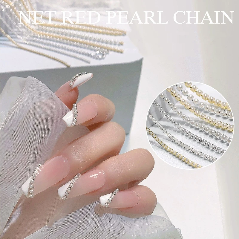 100cm Nail Art Diamond Chain Colorful Nail Charms deco ongles Nail Art Accessories Metal Steel  Chain 3D Nail Art Decoration