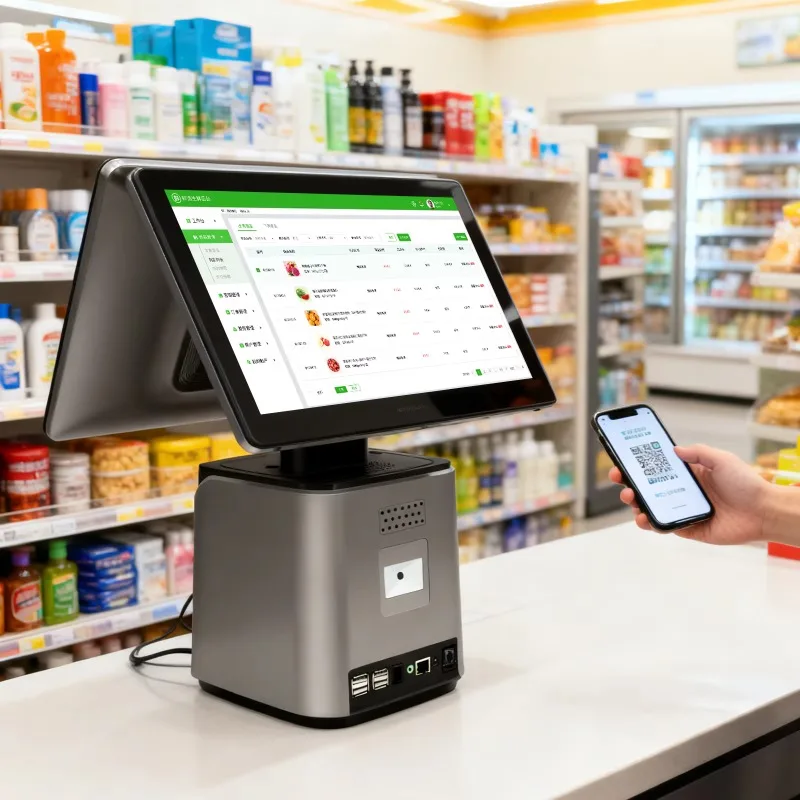 2026 15.6 Inch Dual Screen POS Cash Register 50/80mm Printer Barcode Scanner For Retail Store Supermarket POS Terminal